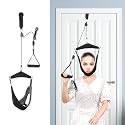 Fanwer Upgraded Neck Stretcher Cervical Neck Traction Device,Double Ratchet Neck Tension Relief Portable Over The Door Device,for Physical Therapy,Neck Pain Relief, Vertebrae Disk Herniation,Black