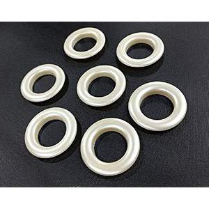 fapbadri curtain eyelet rings with flexi lock suitable for any 1 inch curtain rod - pearl colour - 50 pieces