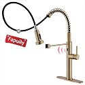 Fapully Touchless Kitchen Faucet with Pull Down Sprayer, Brushed Gold