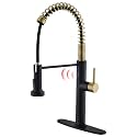 Fapully Touchless Sensor Kitchen Faucet with Pull Down Sprayer, Black&Gold