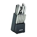 Farberware 15-Piece Kitchen Knife Block Set, Stainless Steel, Black