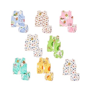 fareto new born baby boy39s amp baby girls 8 front open jhabla with 8 cloth single layer nappies0-6 months multicolored