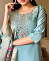 FARHATFASHION Embroidered Kurta TrouserPant Dupatta Set