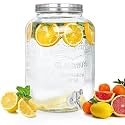 Farielyn-X 4 Litre Glass Juice Dispenser Water Pitcher for Detox Water Mason Jar Counter Table Top Water &amp; Beer Dispenser- Air Lid Pitcher for Home &amp; Kitchen Glassware, Restaurant. (Dispenser!!b, 1)