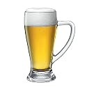 Italian Premium 400 ML Heavy Base Crystal Clear Glass Beer Mug Classic Design Transparent Mug with Glass Handle Set of Set of 4 (F# MAG, 4)