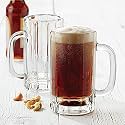 Luxury Stylish Transparent Crystal Beer Mug Glass with Premium Handle-400 ML, Set of (F# LITI Bm, 6)