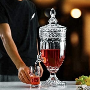farielyn-x dispenser - glass cold water mason jar beer dispenser clear beverage drink dispenser glass pitcher with tapspigot and steel lid 2 liter dispensera 1