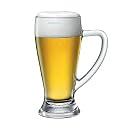Italian Premium 400 ML Heavy Base Crystal Clear Glass Beer Mug Classic Design Transparent Mug with Glass Handle Set of Set of 1 (F# MAG, 1)