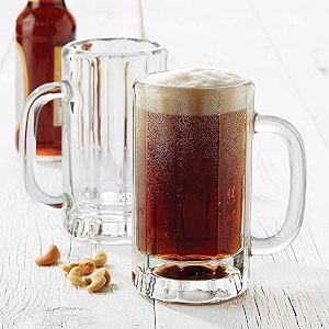 luxury stylish transparent crystal beer mug glass with premium handle-400 ml set of f liti bm 4