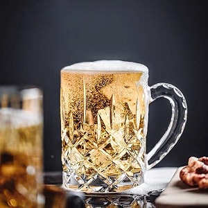 luxury stylish transparent crystal beer mug glass with premium handle-400 ml set of 8f dbm 8