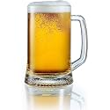 Luxury Stylish Transparent Crystal Beer Mug Glass with Premium Handle-400 ML, Set of 4 (F# D.Bm, 4)