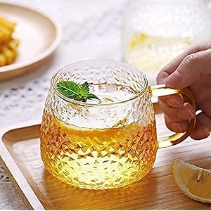 premium glass tea cup coffee cup set of 6 410 ml transparent cups and saucer set coffee tea tea cap h