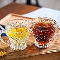 Premium Glass Tea Cup Coffee Cup Set of 6 (210 ML) Transparent Cups and Saucer Set Coffee, Tea, (Tea Cap N)