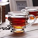 Premium Glass Tea Cup Coffee Cup Set of 6, (210 ML) Transparent Cups and Saucer Set Coffee, Tea, (Tea Cap C)