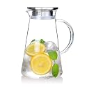 Premium Borosilicate Water Jug 1.8 Litre, Stainless Steel Air Tight Lid,Iced Tea Pitcher, Water Jug, Hot Cold Water, Milk and Juice Beverage Carafes,1 Pcs Set, BPA Free, Transparentf (A++)