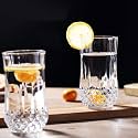Premium Juice and Water Glasses Set of 6 Transparent, 310ml, Drinking Water Glasses Stylish and Crystal Square Highball for Water Cocktails(d Juice,.6 6)