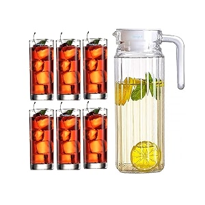 premium water glass 300 ml set of 6 and 13 liter jug and water glass 6 pic combo transparent highball water glass and jug set for dining table awater glass 6