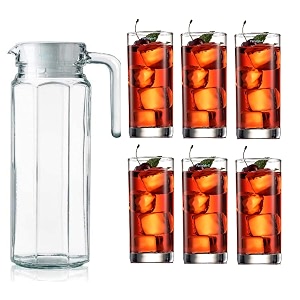 premium water glass 300 ml set of 6 and 13 liter jug and water glass 6 pic combo transparent highball water glass and jug set for dining table zwater glass 6