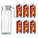 Premium Water Glass 300 ml Set of 6 and {1.3 Liter Jug and Water Glass 6 pic Combo} Transparent, Highball Water Glass and Jug Set for Dining Table. (Z+Water glass, 6)