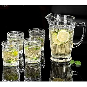 romantic water glass with 1200ml carafe pitcher 310 ml drinking glass jug glass set 1 jug amp 6 glass jag  romentic glass 6
