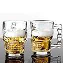 Skull Beer Mug Glass - 520 ml Clear Glass Mug with Handle for Beer, Cocktails, and Party Drinks | Durable &amp; Stylish Barware for Home and Gifting Set of 6 (F# Skull MAG, 6)