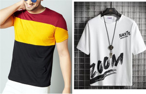 Farlucci Printed Men Round Neck Yellow White