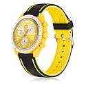 Band Compatible with Moonswatch,Soft Silicone 20mm Replacement Band for Omega X Swatch Moonswatch Speedmaster/Rolex/SEIKO for Women Men