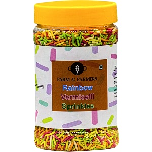 farm amp farmers rainbow sprinklesvermicelli for cake decoration 200 gm