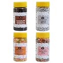 Farm &amp; Farmers Silver Balls,Rainbow Sprinkles/Vermicelli, Chocolate Vermicelli Sprinkles, Multicolored Cake Toppers Edible Balls for Cake Decoration Pack of 4 (80 gm Each)