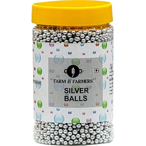 farm amp farmers silver silver balls edible cake decoration sprinkler medium cake toppers 250grams