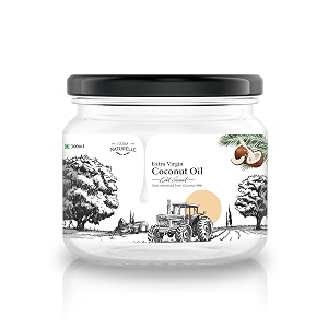 farm naturelle - 100 pure cold pressed extra virgin coconut oil - 300ml  glass bottle  edible grade  for cooking hair amp skin  glass bottle  unrefined amp preservative-free  natural aroma  vegan