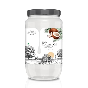 farm naturelle - 100 pure cold pressed virgin coconut oil - 1l glass bottle  edible grade  for cooking hair amp skin  glass bottle  unrefined amp preservative-free  natural aroma  vegan