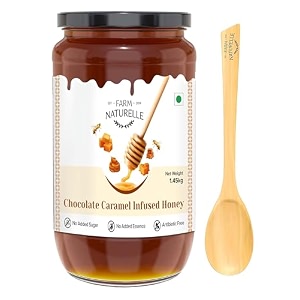 farm naturelle - chocolate caramel infused honey 145kg  rich caramel flavor  pure forest honey  smooth amp sweet  supports immunity amp wellness