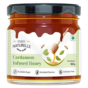 farm naturelle - elachi infused honey 180g  cardamom flavored honey  pure forest honey  aromatic and rich  immunity booster
