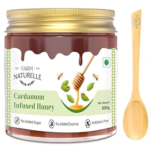 farm naturelle - elachi infused honey 300g  cardamom flavored honey  pure forest honey  aromatic and rich  immunity booster