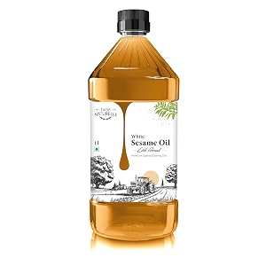 farm naturelle 100 pure amp unrefined cold pressed white sesame gingelly oil  1l  kolhukacchi ghanichekku  natural daily cooking oil  chemical-free  rich aroma amp flavour