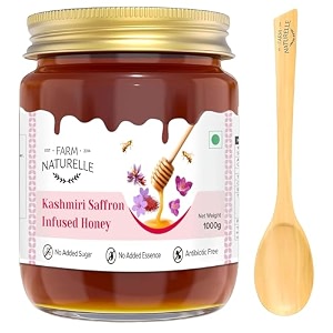 farm naturelle kesar infused honey 1kg  natural saffron blend  forest-sourced honey  no added sugar  smooth amp aromatic