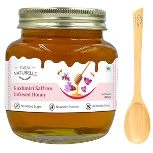 farm naturelle - kesar infused honey 400g  saffron infused honey  pure forest honey  support immunity booster