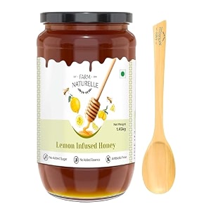 farm naturelle - lemon infused honey 145kg  zesty lemon flavored forest honey  pure and refreshing  natural sweetener for daily use