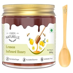 farm naturelle - lemon infused honey 300g  natural lemon flavored forest honey  rich in vitamin c  immunity and health booster