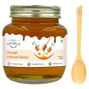 farm naturelle - orange infused honey 400g  natural orange flavor honey  pure forest honey  vitamin-c rich  immunity booster