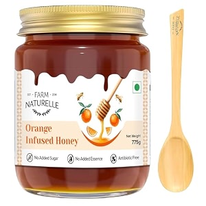 farm naturelle - orange infused honey 775g  natural citrus flavor  pure forest honey  no added sugar  premium glass jar