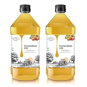 farm naturelle - pure ghani cold pressed virgin groundnutpeanut oil 1 ltr x 2 bottle  100 natural with 55gm honey  pure amp wood pressed cooking oil 1 ltr each pack of 2