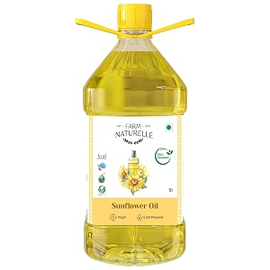 farm naturelle organic virgin cold pressed sunflower cooking oil 5ltr in pet bottle