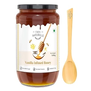 farm naturelle  vanilla infused honey 145kg  smooth vanilla-flavored forest honey  pure amp natural  glass jar