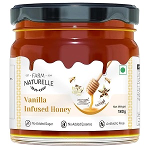 farm naturelle - vanilla infused honey 180g  smooth vanilla honey  pure forest honey  antioxidant-rich  immunity support