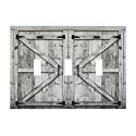 Farm Western Grey Barn Cabin Door 3 Gang Electrical Outlet Light Switch Cover Decorative Triple Toggle Wall Plate Electric Faceplate Switch Face Plate
