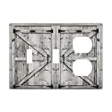 Farm Western Grey Barn Cabin Door 3 Gang Combination 2 Toggle 1 Duplex Receptacle Outlet Covers Light Switch Cover Combo Wallplate Decorative Faceplate
