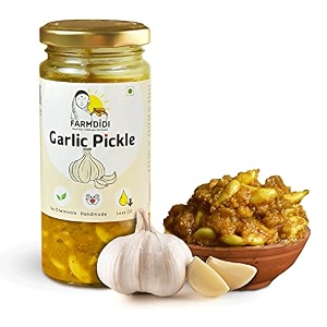 farmdidi  garlic pickle 200g  homemade lasoon achar  no preservatives  low-oil  farm fresh  organically processed  traditional taste by farmdidi