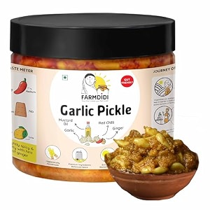 farmdidi garlic pickle 325g in fresh traditional homemade lehsun ka achaar spicy peeled garlic pickles organic methods used less oil pickle no chemical presevatives